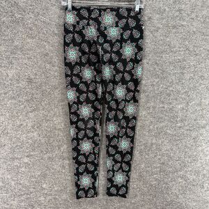 LulaRoe Activewear Leggings Women One Size Black Geometric High Rise Capri